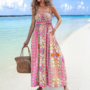 Robe-longue-dete-imprime-floral-et-dos-nu-rose