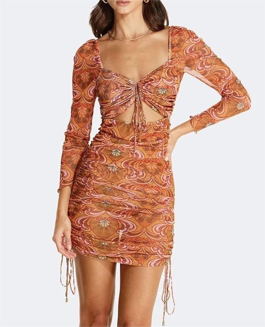 Robe Sexy à Manches Longues-1