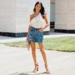 Jupe en Jeans pour Femme - Effet Délavé, Boutons Multiples 100% Stylée