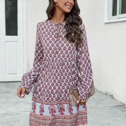 Robe imprimée - tendance printemps-automne élégant-4