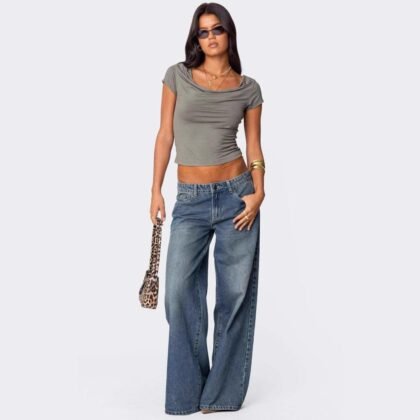 pantalon ample en denim-jambes larges