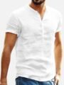 Chemise coton et lin pour homme -Blanc