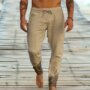 Joggeur de plage en coton et lin pour hommes- kakhi