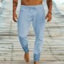 Joggeur de plage en coton et lin pour hommes- bleu