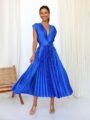 robe plissée sexy-bleu