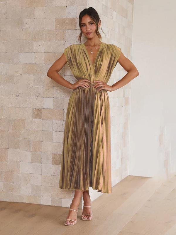 robe plissée femme-or-1-2