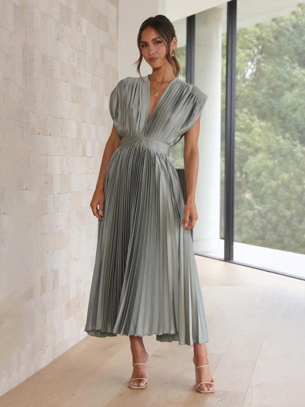 robe plissée femme-gris