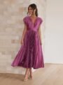 robe plissée femme-violet