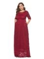 robe en dentelle Grande taille-rouge