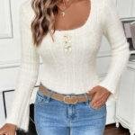 Pull tricoté 1 couleur unie léger et confortable pour l’automne-hiver