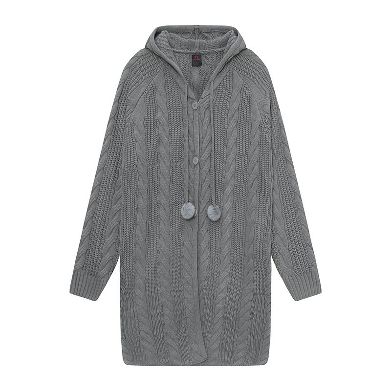 Pull Tricot Câble à Pompons Capuche Chic Hiver Confort 1 Pull Tricot Câble à Pompons Capuche Chic Hiver Confort